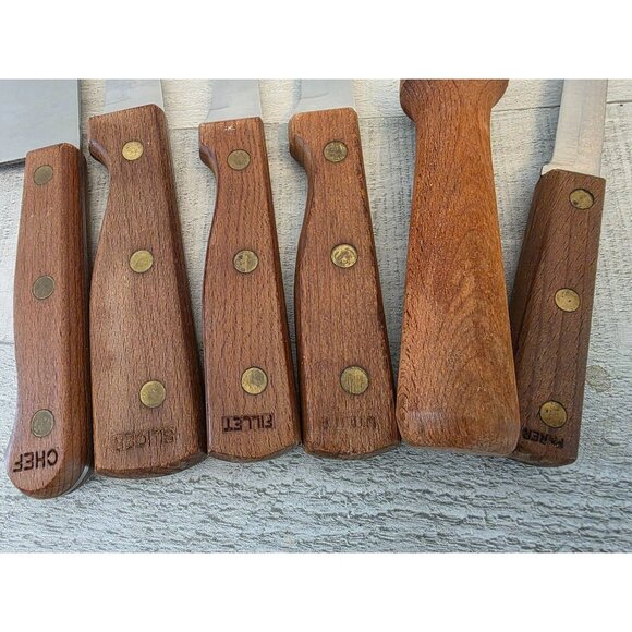 6-Piece Homestead Knife Set With Old Hickory Wooden Handles & Block - Picture 4 of 5